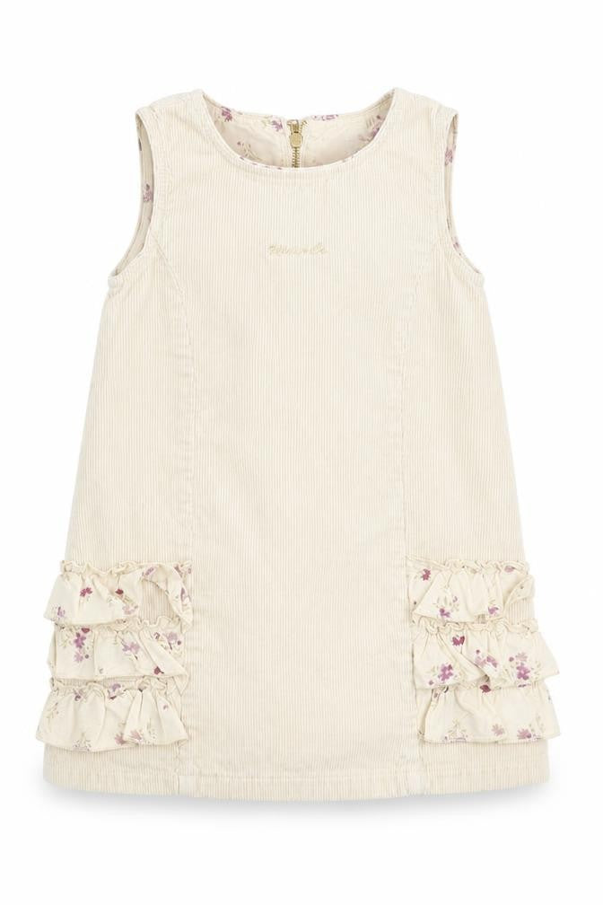 children Girls Beige  Corduroy Shift  Size 3 Years  - floral detail