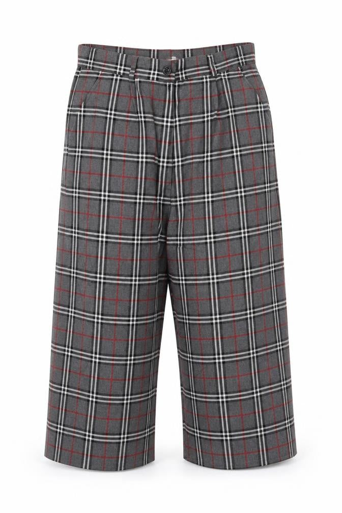 Front view of Cht women’s grey check cropped trousers, size S