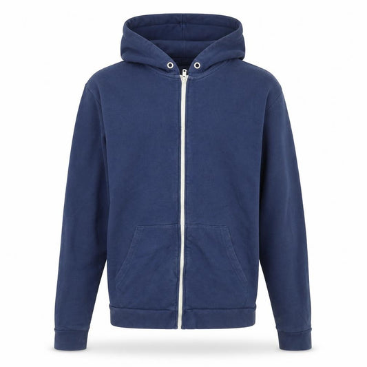 Front view of Topman men’s blue full zip hoodie, size XS