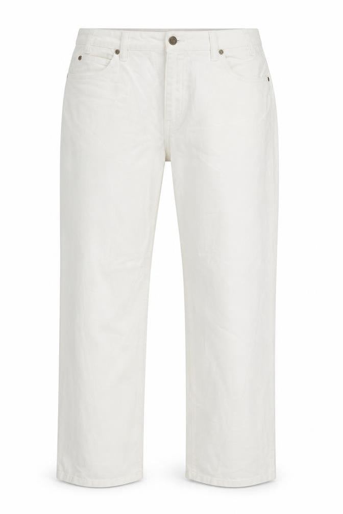 Front view of john bear women’s white trousers, size UK 38, in, 31-inch leg