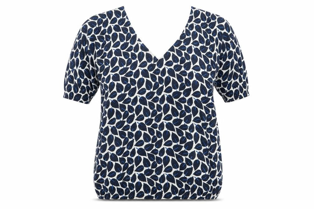 Front view of Next women’s blue floral basic t-shirt, size UK 10