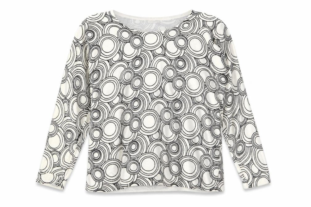 Front view of Bonmarché women’s white geometric jumper, size M