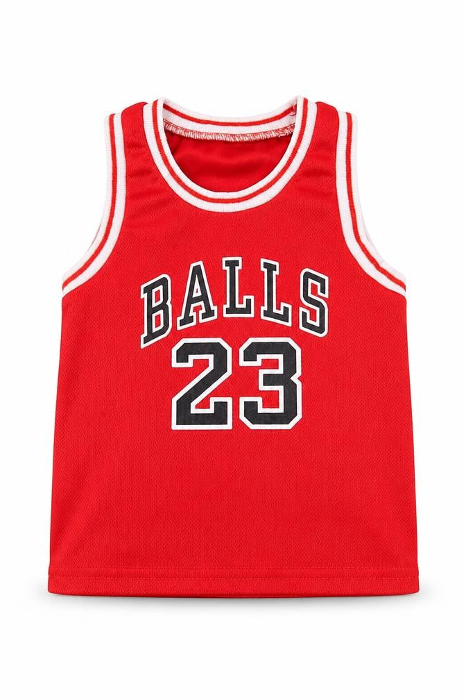 Front view of SHEIN boys’ red basic tank, size 12, months