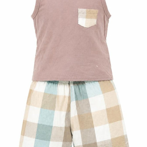 SheIn Boys Brown Check  Shorts Outfit/Set Size 18 Months