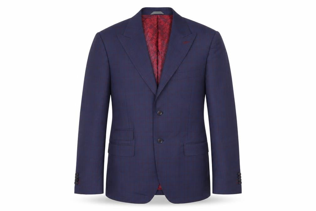 Front view of Cavalier men’s blue jacket suit jacket, size 40