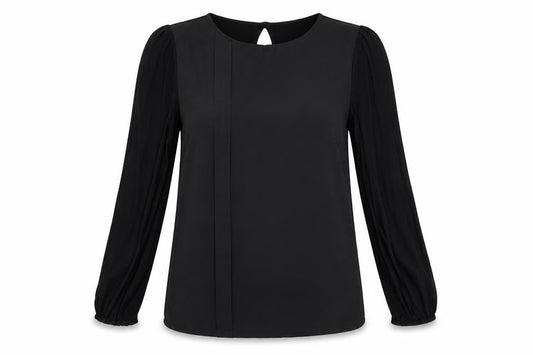 Front view of Next women’s black basic blouse, size UK 6