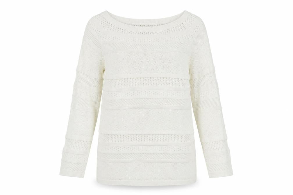 Front view of F&F women’s ivory jumper, size UK 10