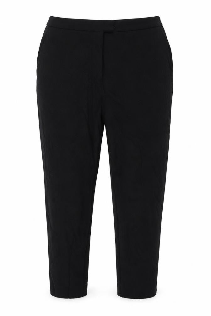 Front view of Warehouse women’s black trousers, size UK 14, 21-inch leg