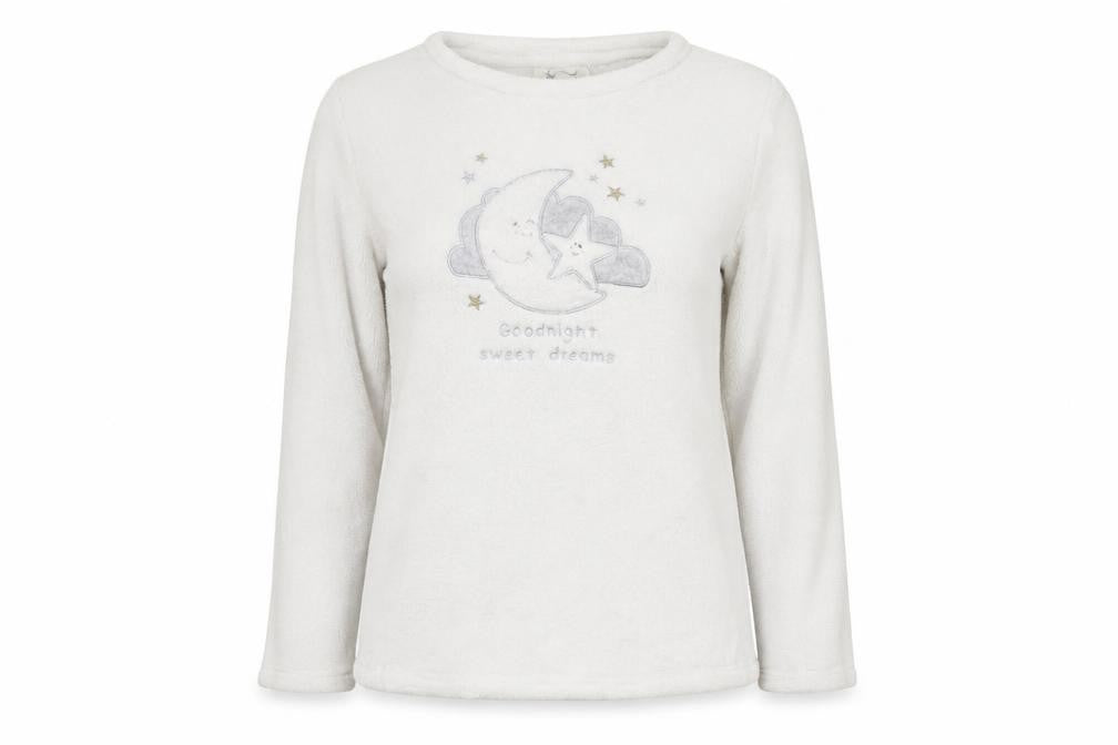 Front view of Love To Lounge women’s white jumper, size M