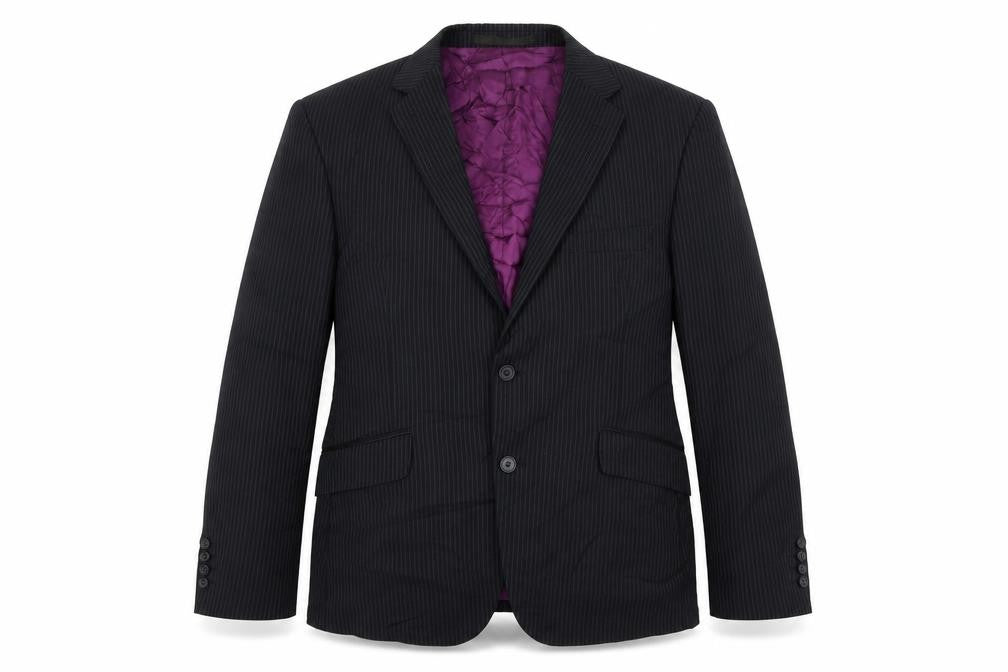Front view of Marks & Spencer men’s black striped jacket blazer, size 42