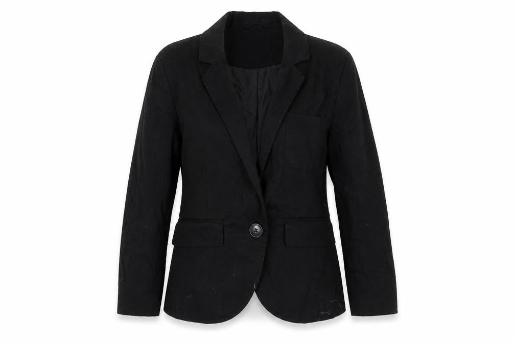 Front view of New Look women’s black jacket, size UK 12