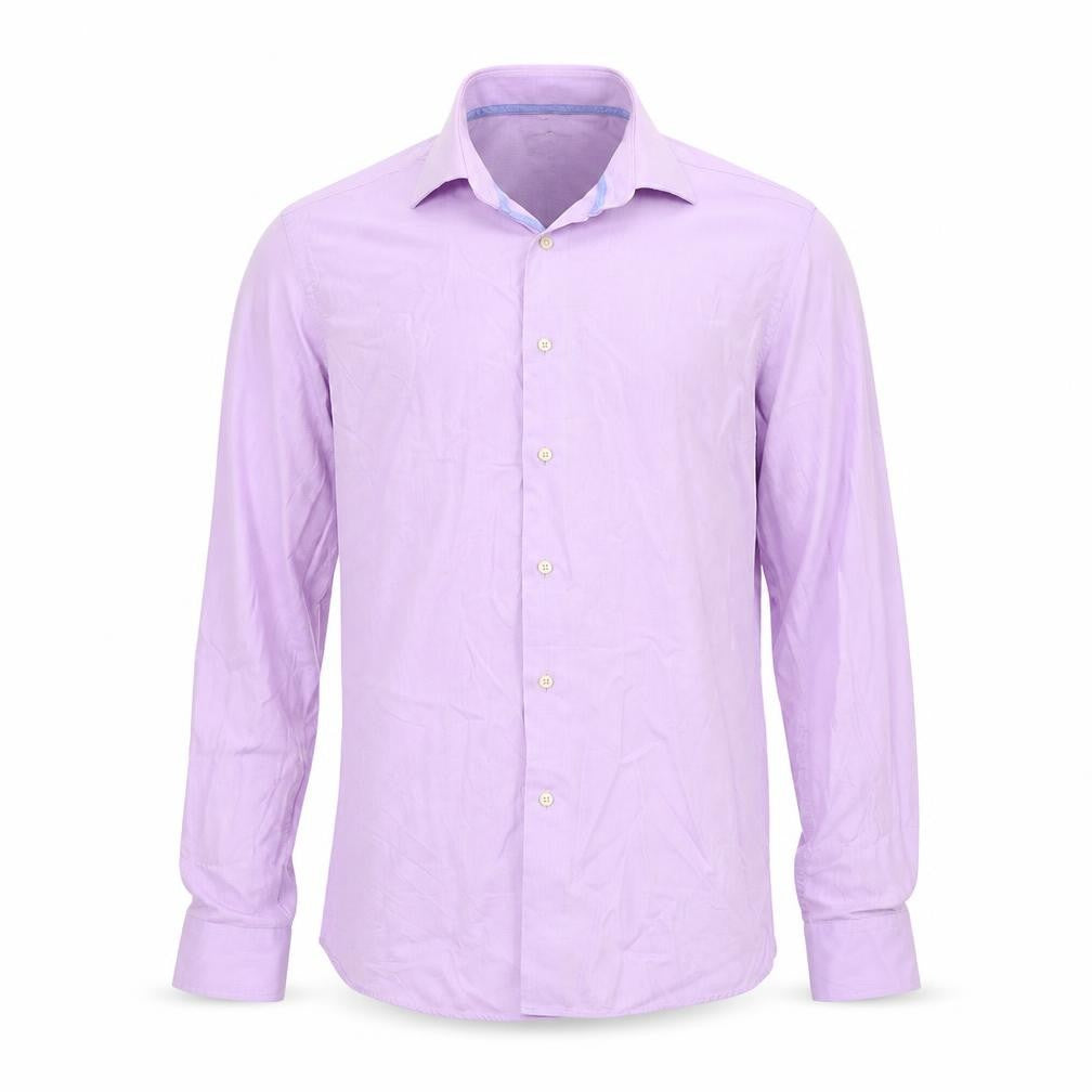 Front view of Next men’s purple colourblock button-up, size 15