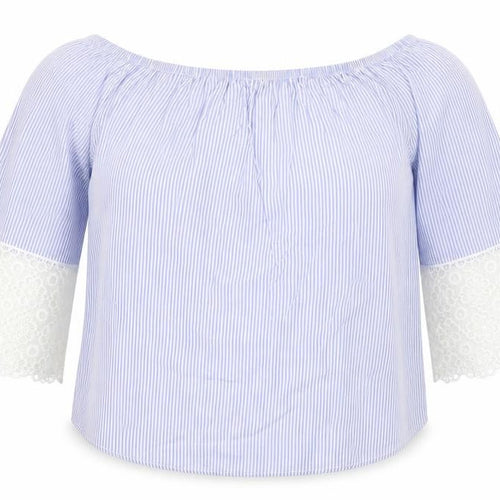 Made in Italy Womens Blue Striped   Blouse Size XL
