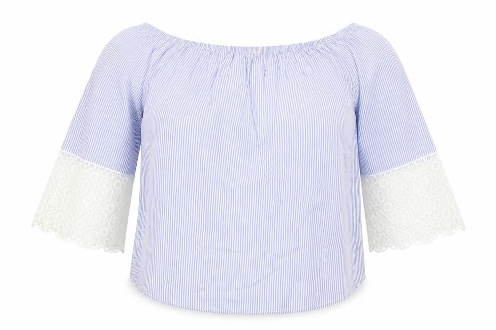 Made in Italy Womens Blue Striped   Blouse Size XL