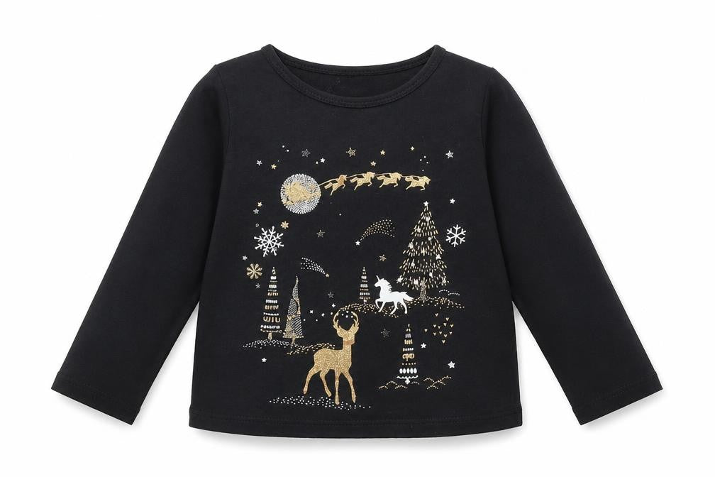 Nutmeg Boys Black   Fit & Flare  Size 12-18 Months  - deers christmas