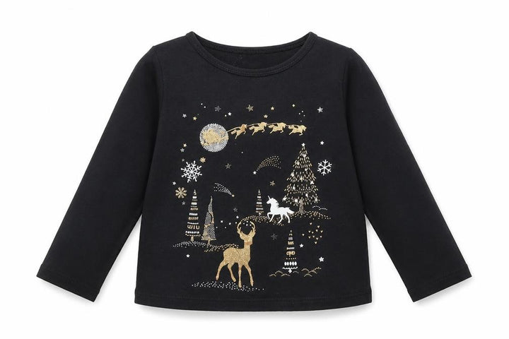 Nutmeg Boys Black   Fit & Flare  Size 12-18 Months  - deers christmas