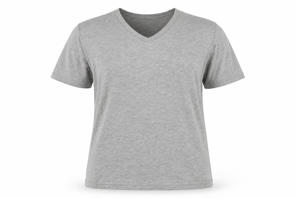 Front view of Yukimo Masahiro women’s grey basic t-shirt, size L