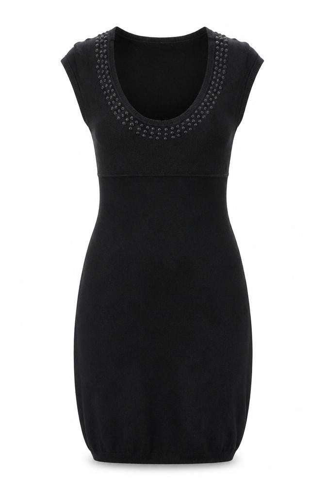 Front view of women’s black sheath, size M
