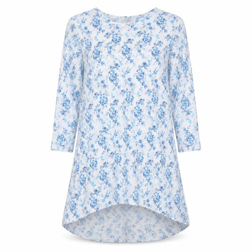 Preworn Womens Blue Floral  Tunic Blouse Size M