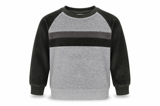 Front view of M&Co boys’ grey pullover sweatshirt, size 2-3, years