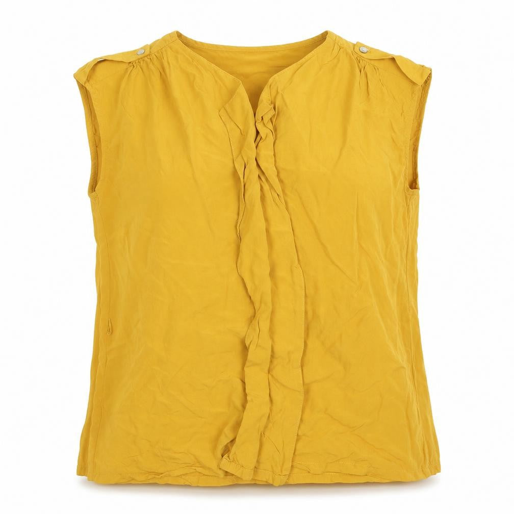 Front view of O STIN women’s yellow basic blouse, size M