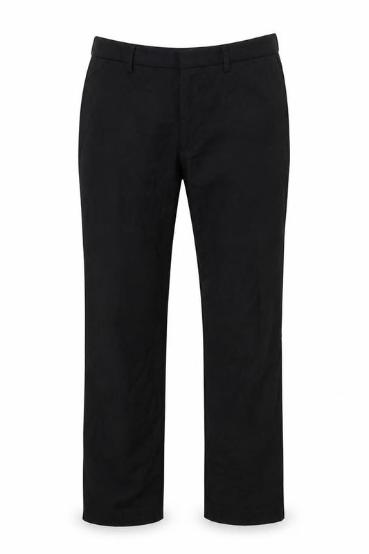 Front view of Burton men’s black trousers, size 32, in, 31-inch leg