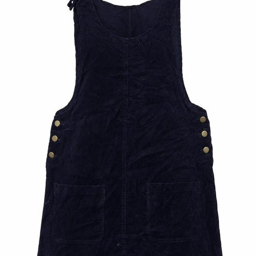 POP Womens Blue  Corduroy Pinafore/Dungaree Dress  Size S