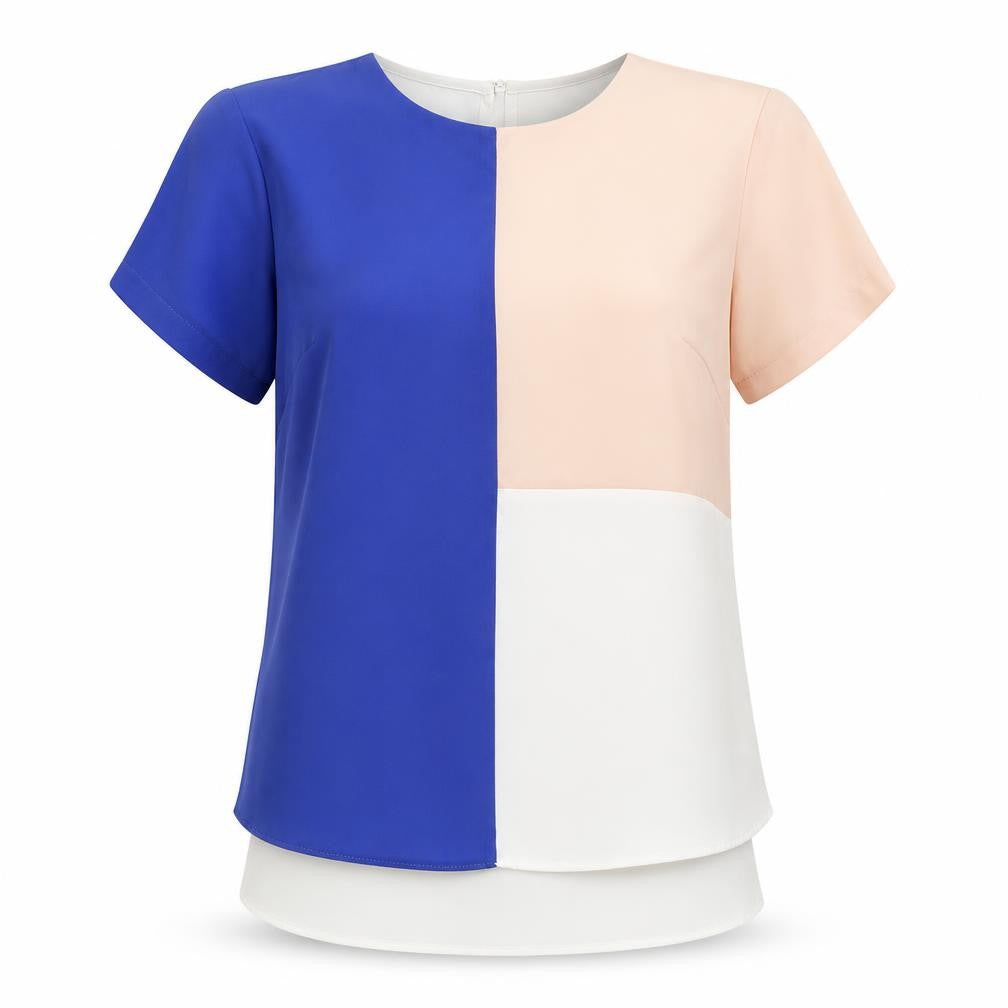 Front view of Dorothy Perkins women’s blue mesh basic blouse, size UK 14