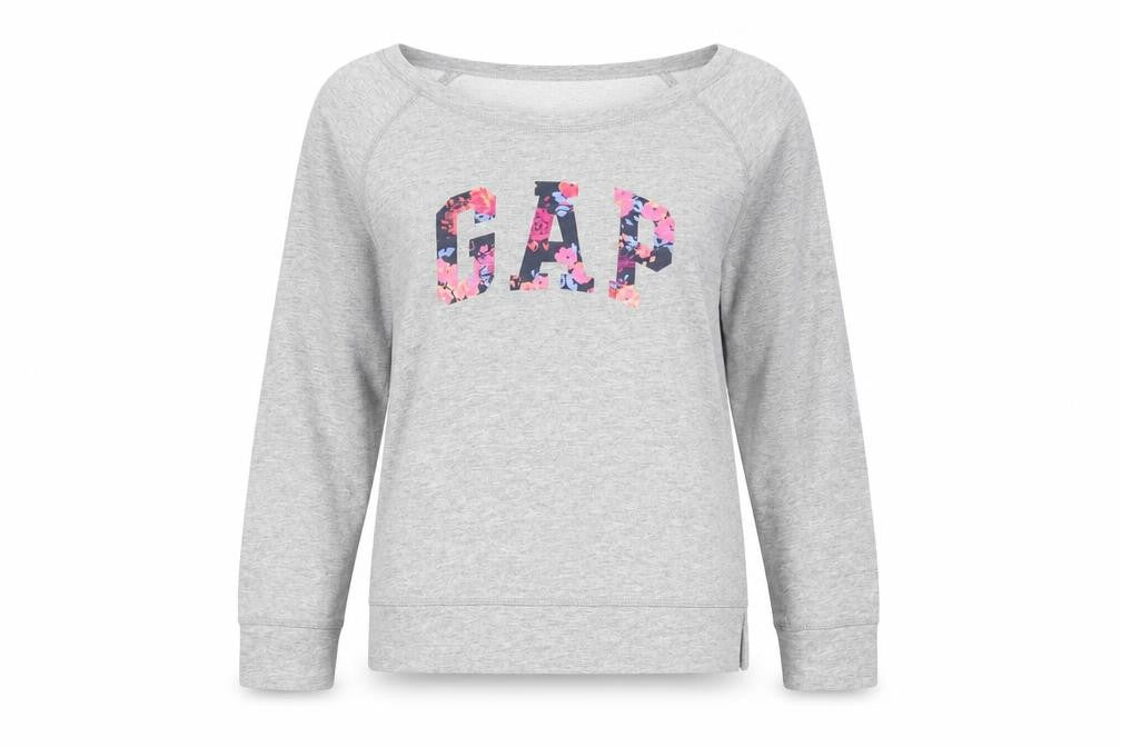 Front view of Gap women’s grey knit jumper, size S