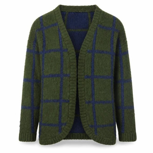 ASOS Womens Green Check Knit Cardigan Jumper Size 4