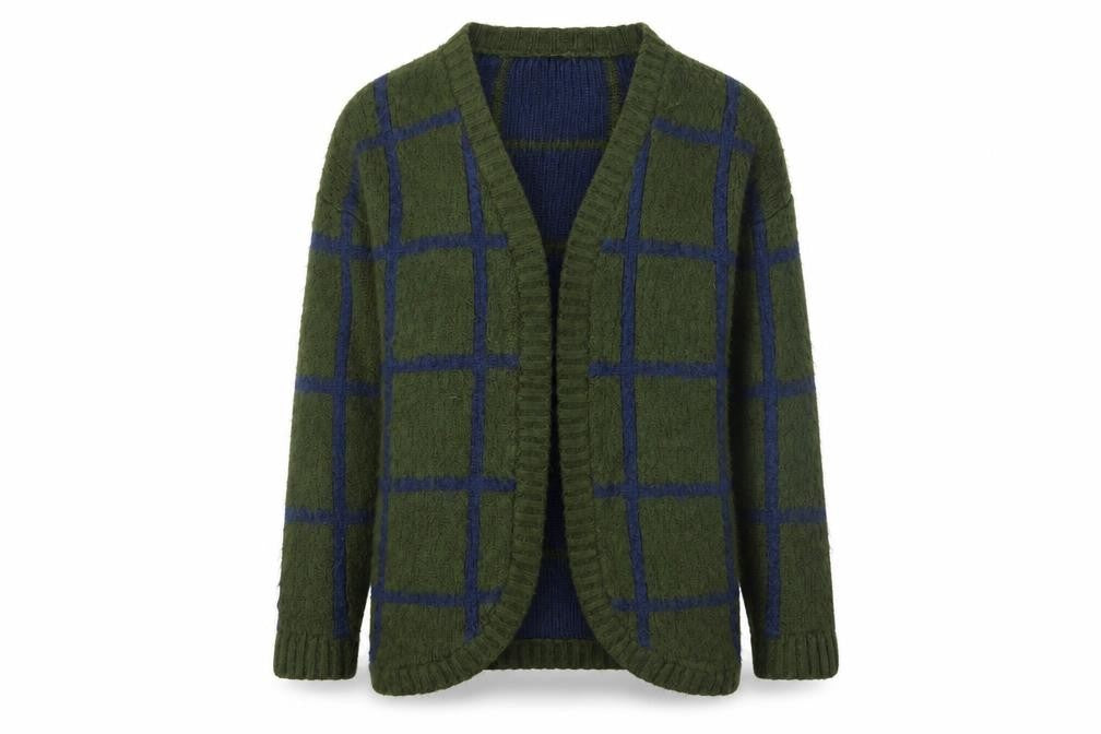ASOS Womens Green Check Knit Cardigan Jumper Size 4