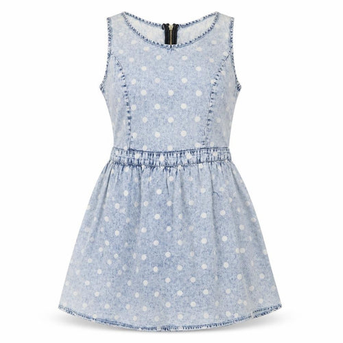 Influence Womens Blue Polka Dot Denim Skater Dress  Size 8