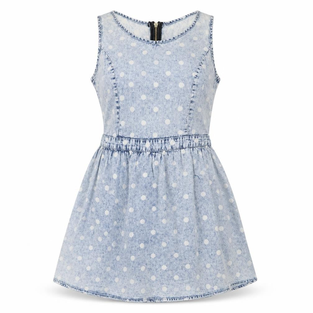Influence Womens Blue Polka Dot Denim Skater Dress  Size 8