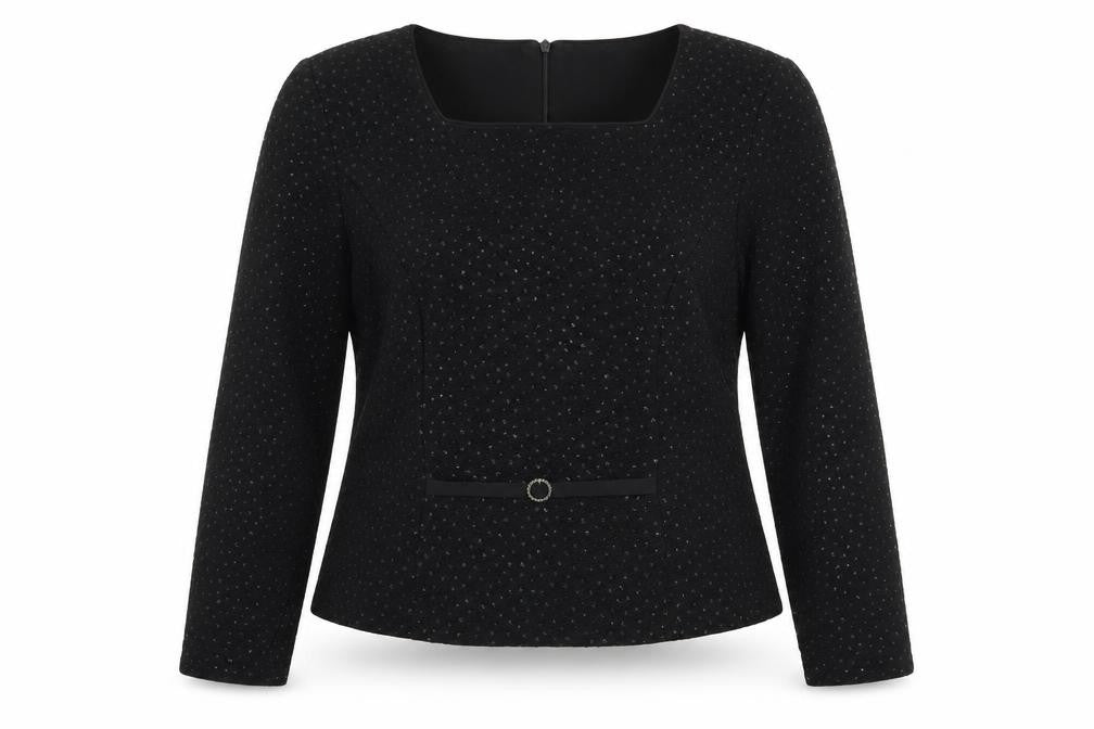 Front view of Jessica Howard women’s black basic blouse, size UK 14