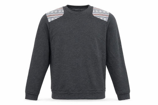 Front view of Topman men’s blue geometric jersey pullover sweatshirt, size L