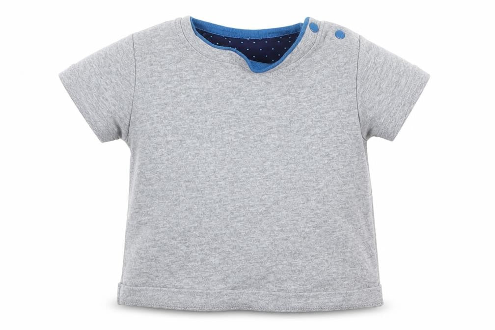 Front view of Lola Maverick boys’ grey basic t-shirt, size 3-6, months