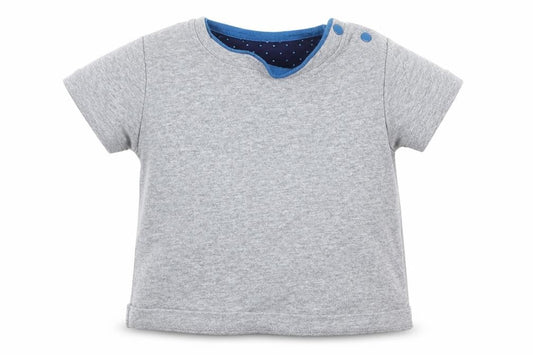Front view of Lola Maverick boys’ grey basic t-shirt, size 3-6, months