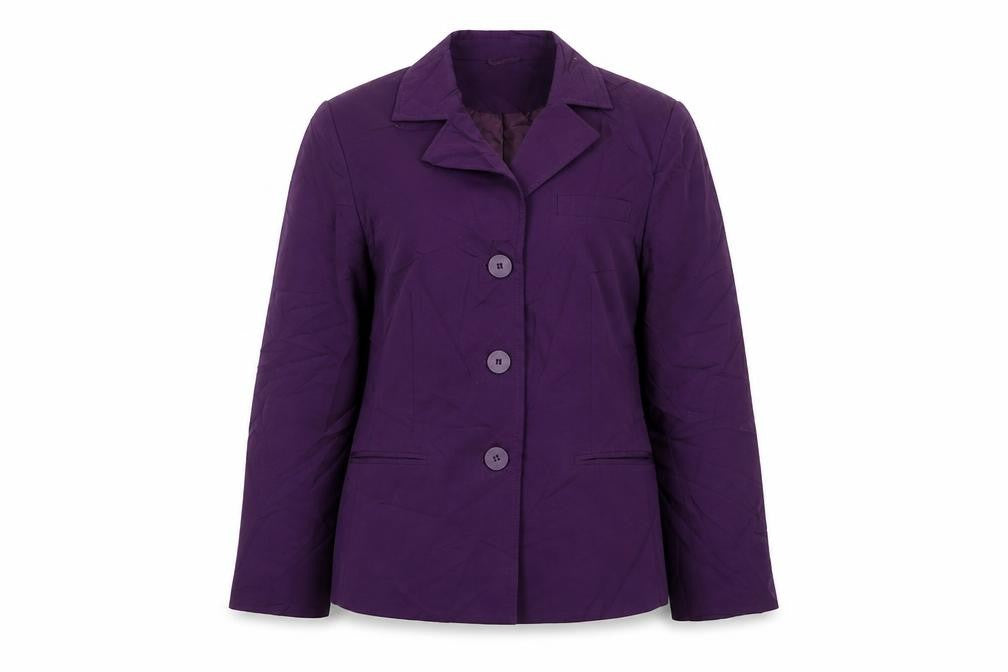 Front view of Wardrobe women’s purple jacket, size UK 12