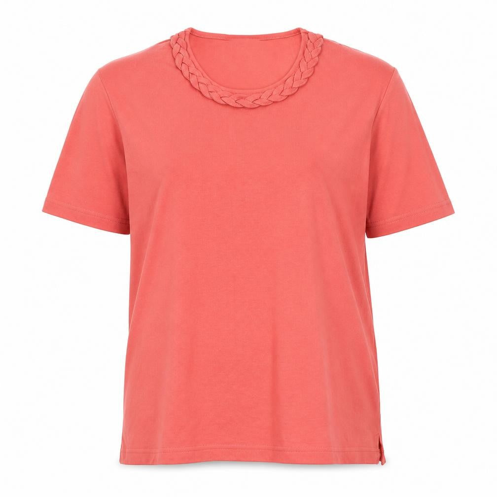 Front view of Fabrizio women’s pink basic t-shirt, size XL
