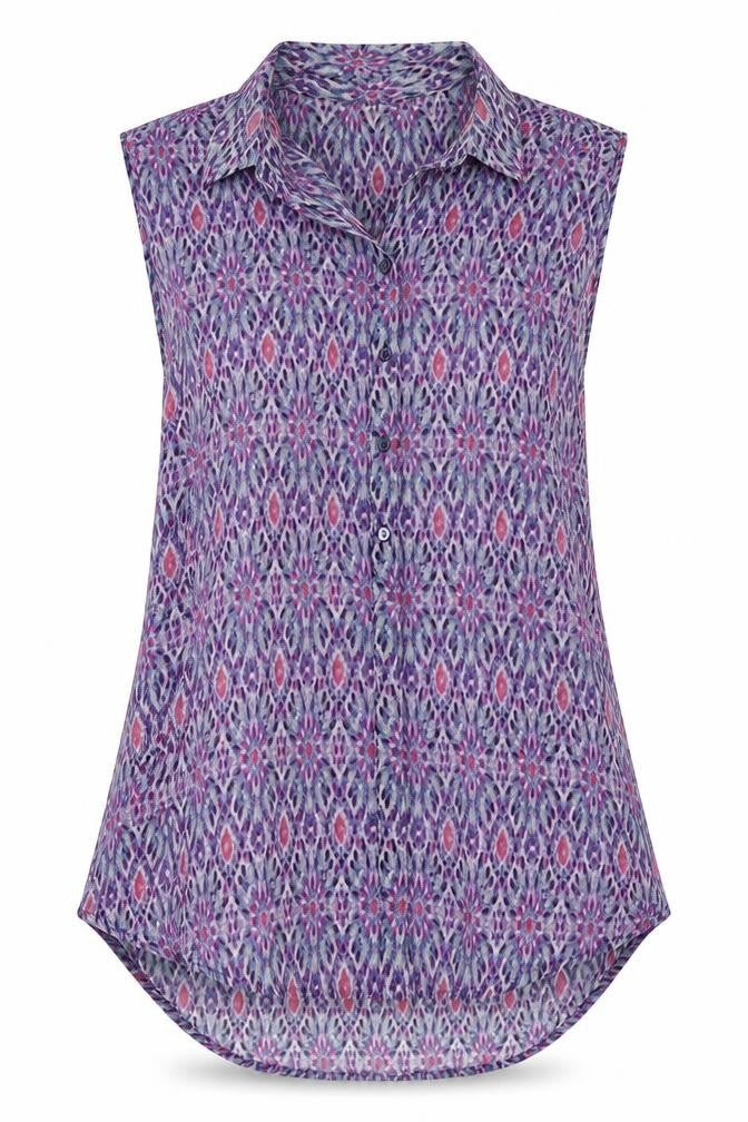 Front view of H&M women’s purple basic blouse, size UK 8