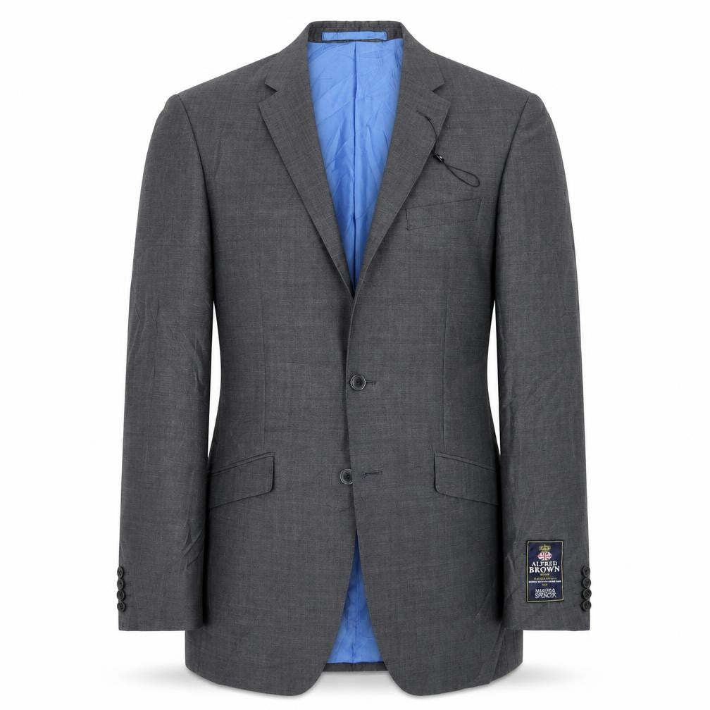 Front view of Marks & Spencer men’s grey jacket suit jacket, size 38