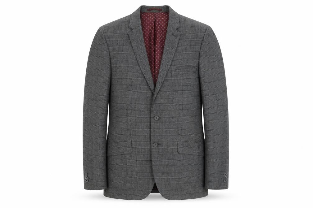 Front view of Taylor & Wright men’s grey check jacket suit jacket, size 42