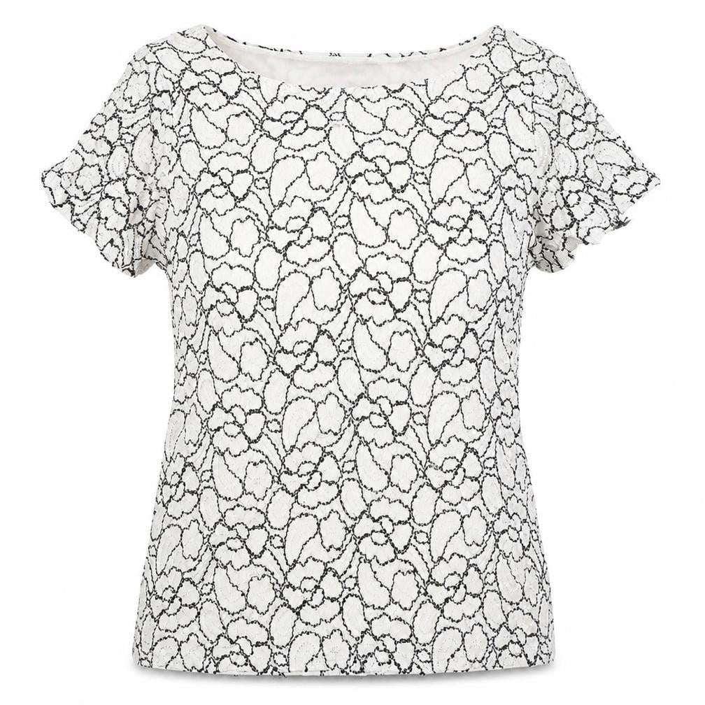 Front view of Profile women’s white floral basic t-shirt, size UK 10