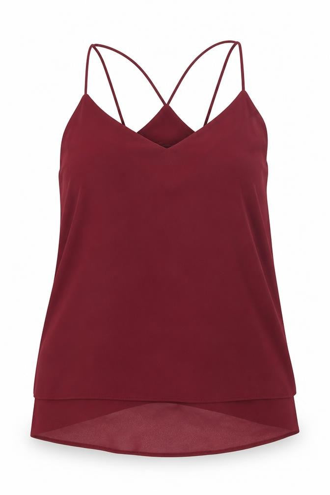 Front view of New Look women’s red camisole tank, size UK 10