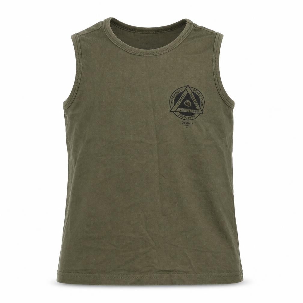 Front view of Primark boys’ green basic tank, size 7-8, years