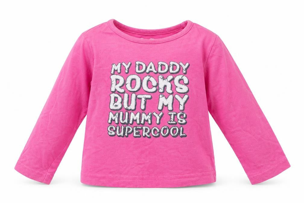 Front view of Early Days girls’ pink basic t-shirt, size 12-18, months