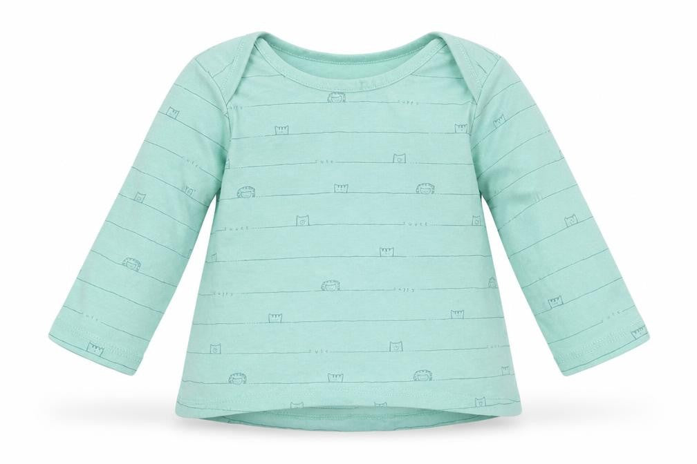 Front view of George Baby Green Striped Basic T-Shirt, size 6-9, Months