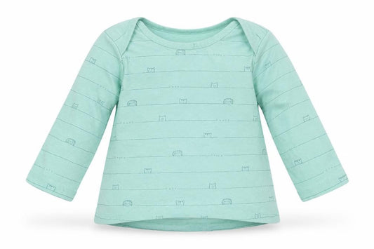 Front view of George Baby Green Striped Basic T-Shirt, size 6-9, Months