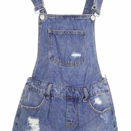 Denim & Co. Womens Blue  Denim Dungaree One-Piece Size 4