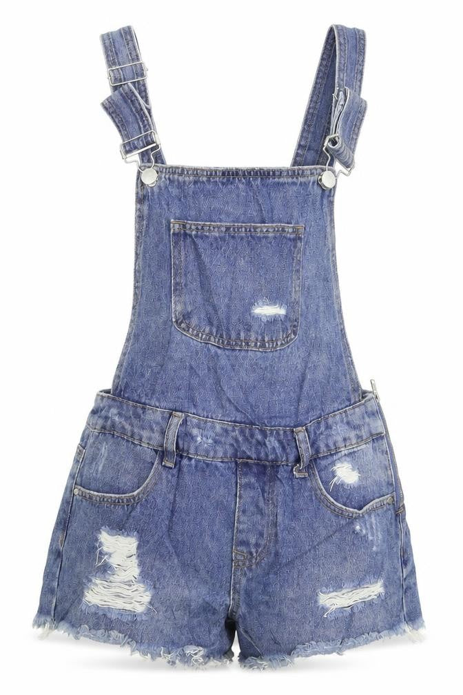 Denim & Co. Womens Blue  Denim Dungaree One-Piece Size 4